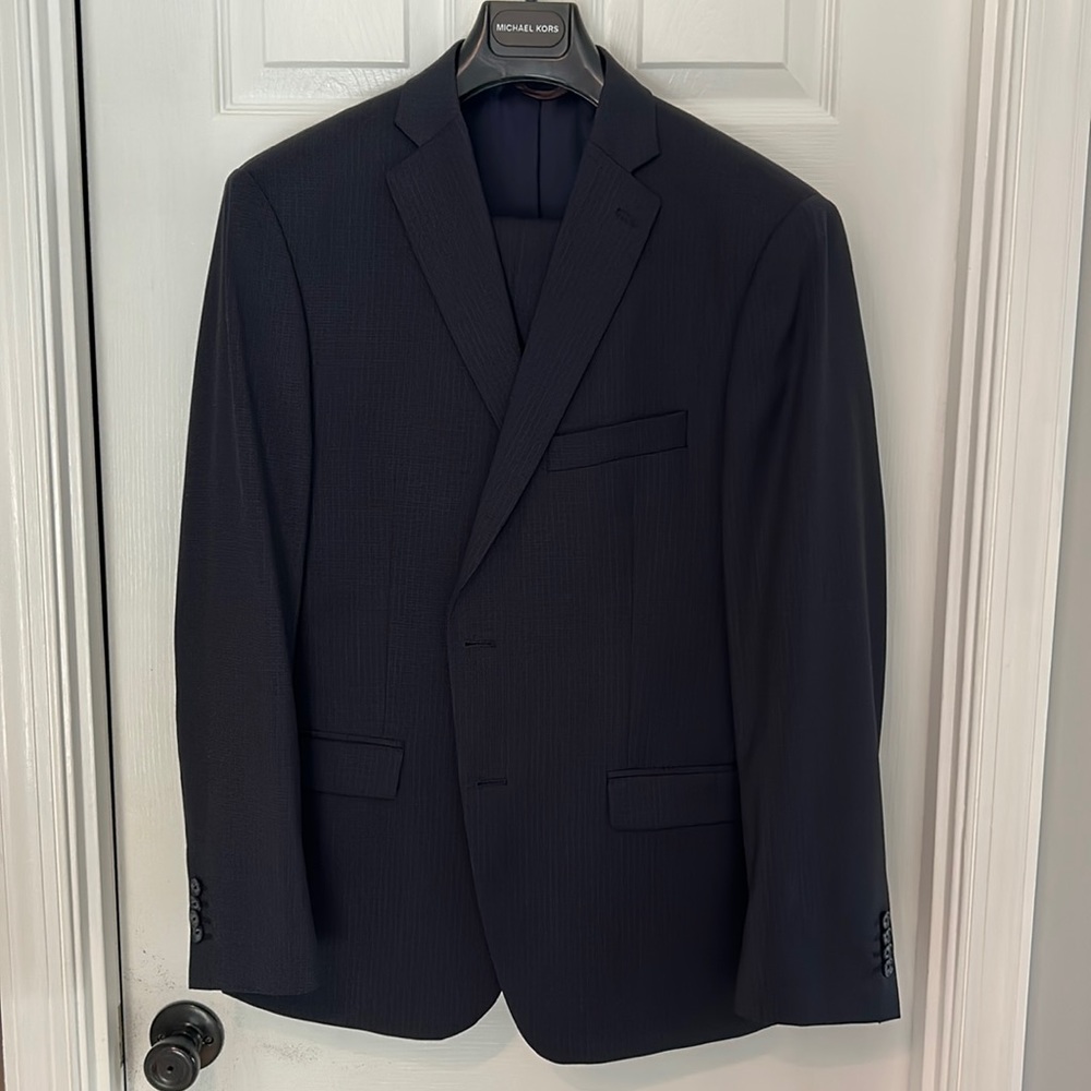 Michael Kors Navy Patterned Suit 44S